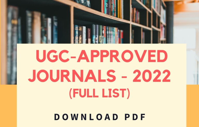 (Updated) UGC Approved Journal List 2022 – Download PDF