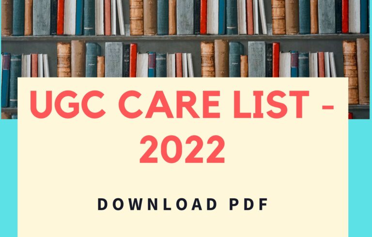 (Updated) UGC CARE List Journals 2022 – Download PDF