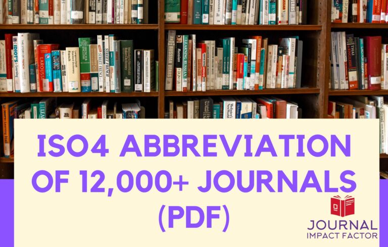 Journal Abbreviation – ISO 4